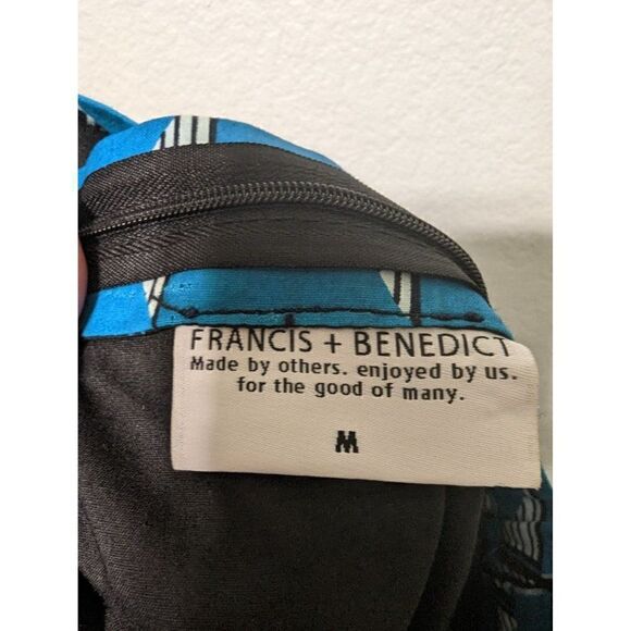 FRANCIS + BENEDICT Vibrant Teal Geometric African Print Cotton Fair Trade Mini M - Picture 3 of 12